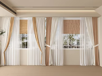 Curtain Combination Fabric Curtain Screen Curtain Roman Curtain Roller Curtain 3d model