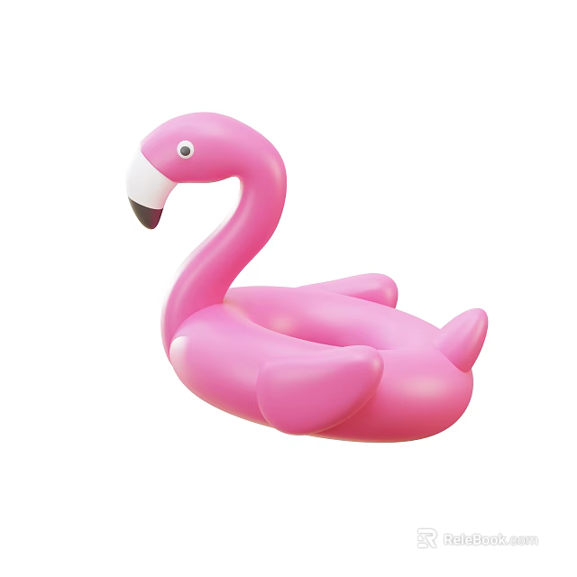 Pink Flamingo Inflatable Pool Float With Soft Surface For Summer Water Fun 3d model 