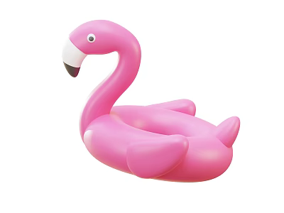 Pink Flamingo Inflatable Pool Float With Soft Surface For Summer Water Fun 3d model