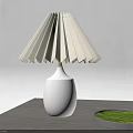 Modern White Pleated Lampshade Table Lamp With Ceramic Base And Golden Stem