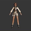 Female Elf Character With Red Hair Brown Vest White Shorts And Boots