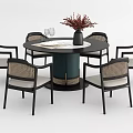 New Chinese Dining Table and Chair Set Round Dining Table and Chair Set 3d model