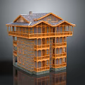 Multi Story Traditional Urban Building Complex With Wooden Balconies Stone Walls And Sloped Roofs