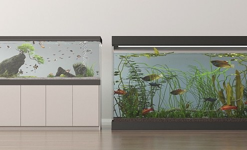 Modern fish tank aquarium ornamental fish 3d model