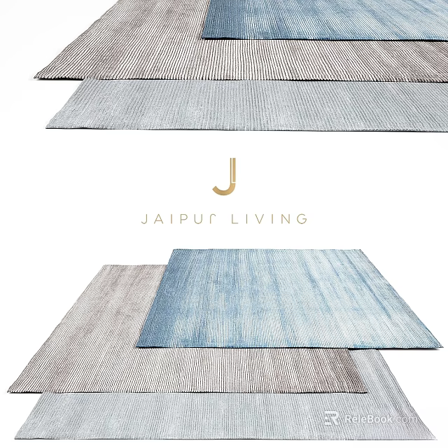 Modern Square Rugs With Striped Patterns And Neutral Light Blue Tones 3d model