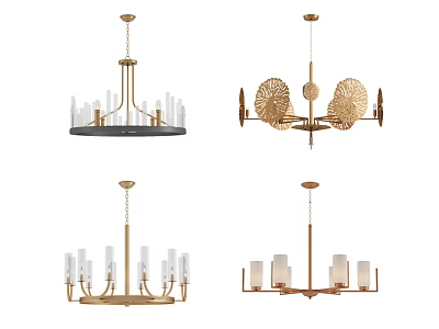Modern Chandelier Designs With Glass Shades And Metal Frames For Home Decor 3d model