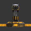 Multi Barrel Turret With Yellow Black Mechanical Design And Industrial Base Platform