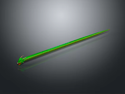 Green Snake With Long Slender Shiny Body Red Head Details In Grey Gradient Background 3d model