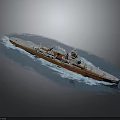 Battleship Naval Weapon Sailing on Blue Water with Detailed Military Design