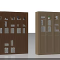Modern Wooden Bookcases In Dark Brown And Light Wood Tones With Books And Decor Items