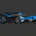 Futuristic Concept Car With Sleek Blue Gray Body And Neon Blue Accents