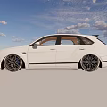 White Luxury Car With Brown Interior And Black Alloy Wheels In Spacious Concrete Room