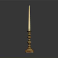 Elegant Golden Candlestick With Tall Candle On Decorative Base Design