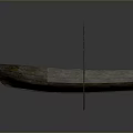 Old Wooden Boat With Wooden Oar And Weathered Surface On Gray Background