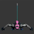 3D Sci Fi Female Character With Pink Hair Cat Ears And Black Blue Combat Suit