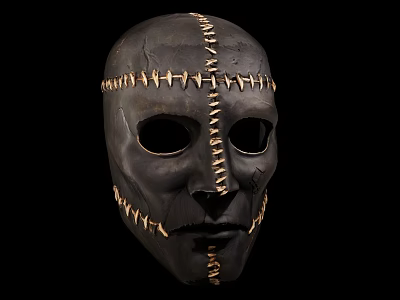 Unique Black Decorative Ornament Set With Golden Stitching Mask Design 3d model
