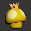 Golden Mushroom Shaped Living Goods Decorative Item Featuring Crown Top Red Gemstones And Illuminated Design