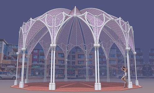 Modern Tensioned Film Building 3d model