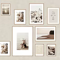 Warm Home Decor Gallery Wall with Various Photo Frames and Art Prints 3d model