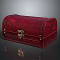 Red Wooden Storage Box With Curved Top Metal Lock And Rivet Details For Home Use