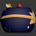 Stylish Blue Pen Holder With Gold Decoration And Colored Crayons