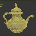 Brass Electric Teapot with Decorative Patterns Lid and Handle for Home Use