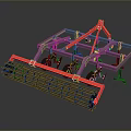 Farm Tillage Equipment With Metal Frame Red Components And Black Blades For Soil Cultivation