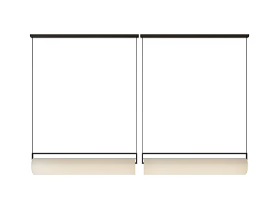 Modern Minimalist Two Linear Pendant Lights With Black Frame And White Shade Design 3d model