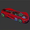 Pink Futuristic Sports Car With Sleek Body Transparent Roof And Black Wheels