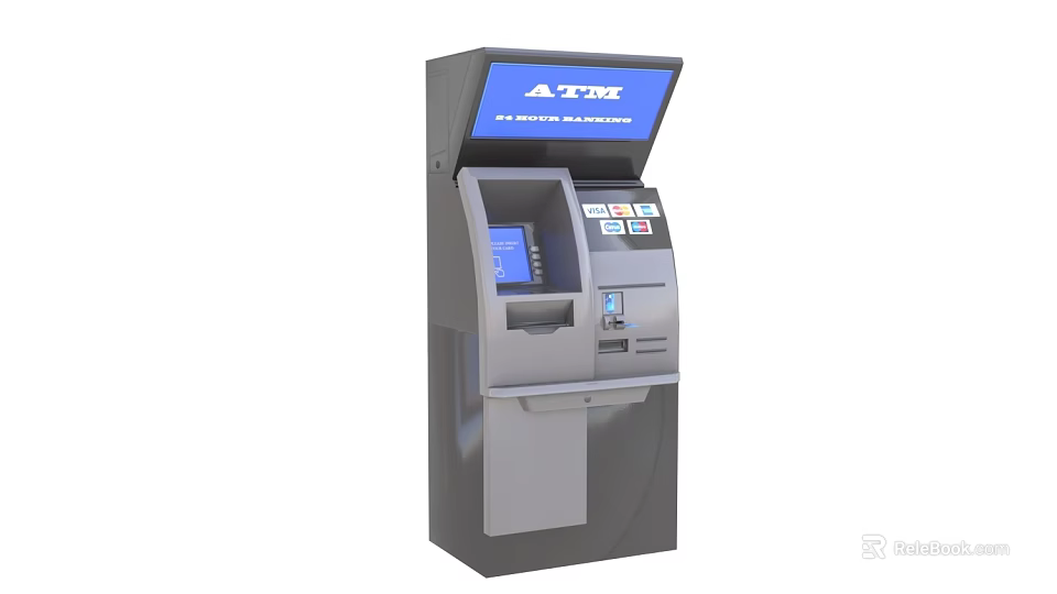 Public Automated Teller Machine With Touch Screen And Self Service Banking Interface 3d model 