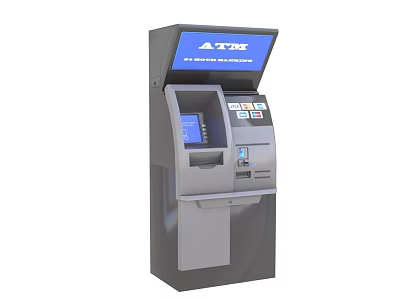 Public Automated Teller Machine With Touch Screen And Self Service Banking Interface 3d model