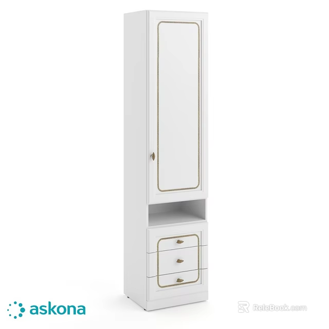 Elegant White Chest of Drawers with Mirror and Storage Space Design 3d model 