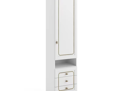 Elegant White Chest of Drawers with Mirror and Storage Space Design 3d model