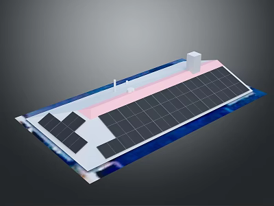Solar Panel Array On Roof With Various Sections And White Component Design 3d model