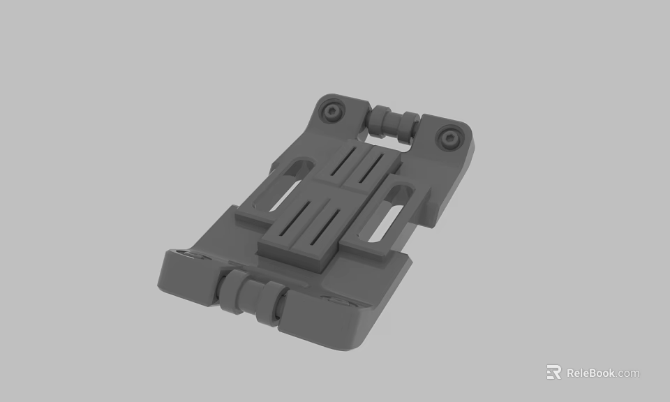 Gray Plastic Mechanical Part With Holes Slots And Structural Connector Design 3d model