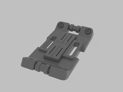 Gray Plastic Mechanical Part With Holes Slots And Structural Connector Design 3d model