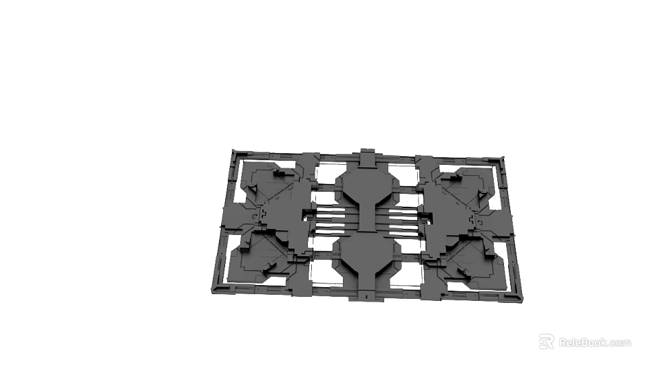 Black Mechanical Component With Intricate Structural Frame And Symmetric Parts For Industrial Use 3d model 