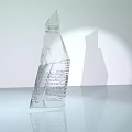 Transparent Bottle Shaped Ceramic Vessel With Text On Surface And Shadow On Smooth Surface 3d model