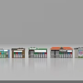 Row Of Colorful Miniature Shop Models With Diverse Storefront Designs