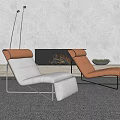 Modern Cream And Brown Lounge Chairs By Fireplace With Flames And Floor Lamp