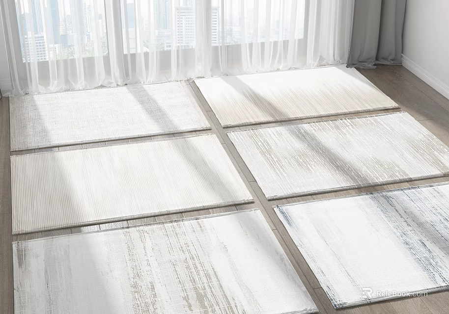 Light Colored Square Rugs Featuring Wooden Texture For Bright Indoor Spaces With Natural Light 3d model 