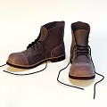 Brown Leather Lace Up Boots With Vintage Design And Thick Brown Rubber Sole