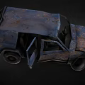 Old Rusted Car With Damaged Body And Broken Exterior Parts