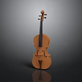 Polished Wooden Violin With Curved Body And Fine Strings On Dark Background