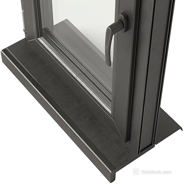 Modern Casement Window Design With Aluminum Frame Sleek Handle And Clear Glass 3d model 