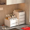 White Kitchen Cabinets With Drawers For Storing Jars And Bottles 3d model