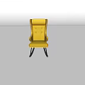 Yellow Accent Chair With Button Tufted Backrest Armrests And Black Legs