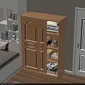 Wooden Wardrobe With Paneled Double Doors And Shelves For Folded Clothes And Stuffed Toys