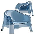 Elegant Transparent Blue Acrylic Leisure Chair With Curved Armrest And Modern Design