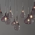 Water Drop Shaped Pendant Lights With Transparent Purple Gradient Glass Design